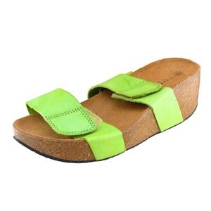 Lolasabbia Sz 40‎ M Green Slide Leather Women Sandals
